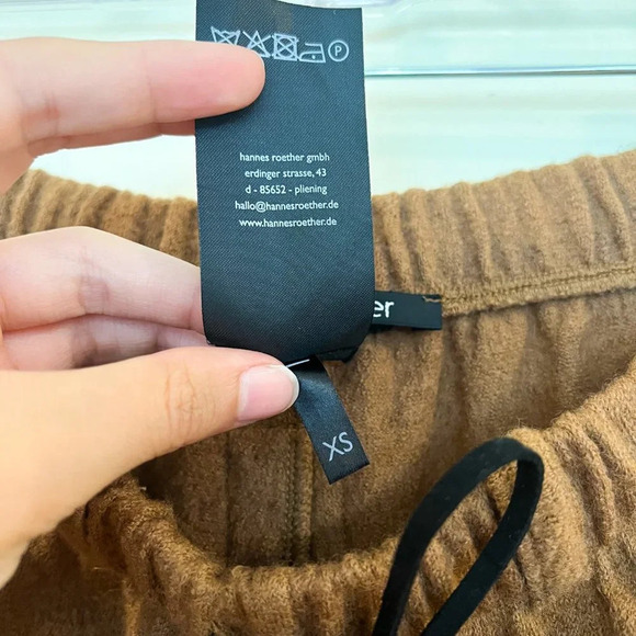 Hannes Roether 100% Wool Brown Knit Loungewear Casual Designer Flare Pants XS - Picture 7 of 9